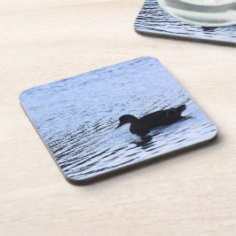 Lone Duck Wildlife Lake Water Ripples Fotografie Untersetzer