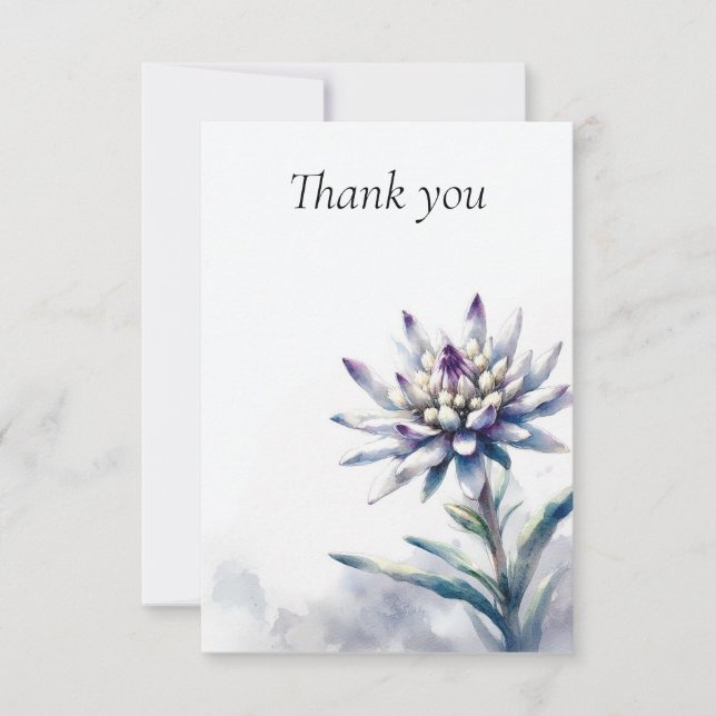 Lone Edelweiss Watercolor Dankeschön Karte (Vorderseite)