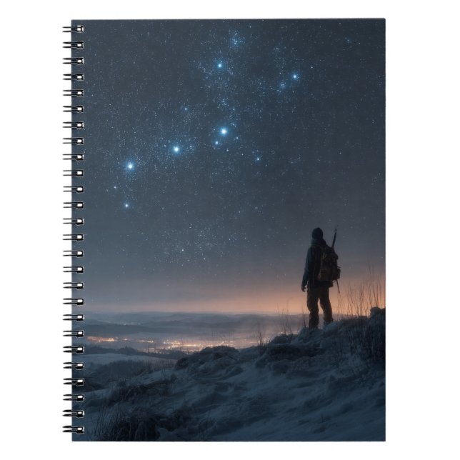 Lone Explorer Under Starry Sky Notebook Notizblock (Vorderseite)