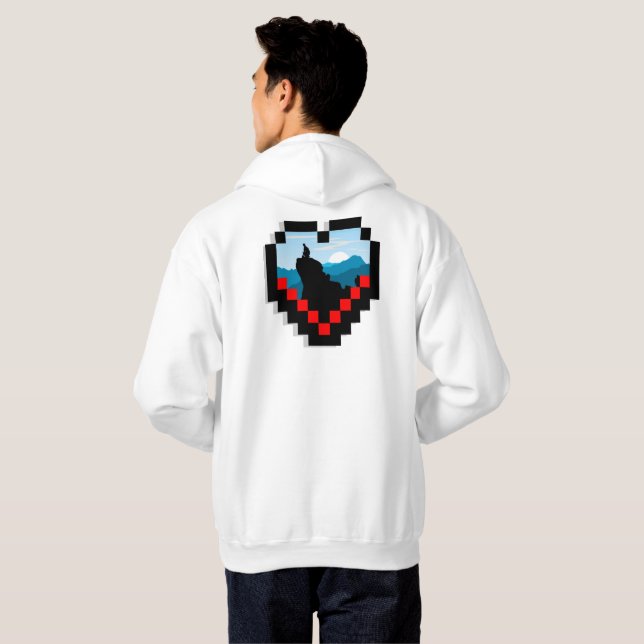 Lone figure sitting on a mountain peak at sunrise hoodie (Schwarz voll)