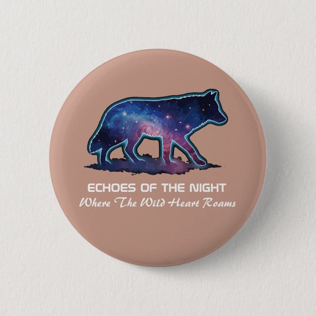 Lone Galaxy Wolf Silhouette (Echoes of the night) Button (Vorderseite)