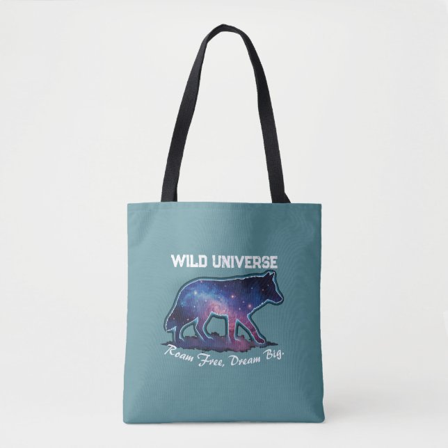 Lone Galaxy Wolf Silhouette (wild universe) Tasche (Vorderseite)