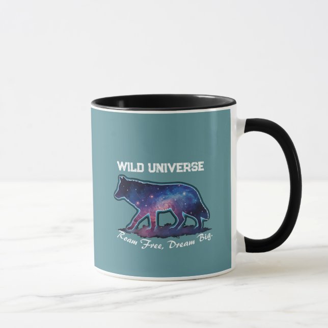 Lone Galaxy Wolf Silhouette (wild universe) Tasse (Rechts)