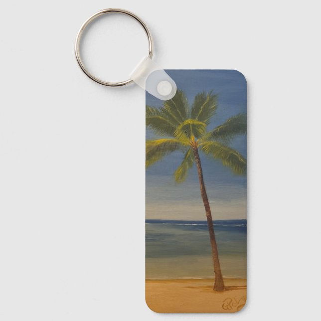 Lone Palm Tree am Strand, von Gary Poling Schlüsselanhänger (Vorderseite)