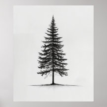 Lone Pine Tree Moderne Schwarze Linie minimalistis