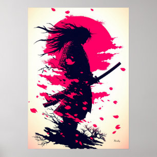 Lone Samurai Unter dem Sakura Mond Poster