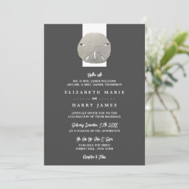 Lone Sand Dollar - Charcoal Gray - Beach Wedding Einladung