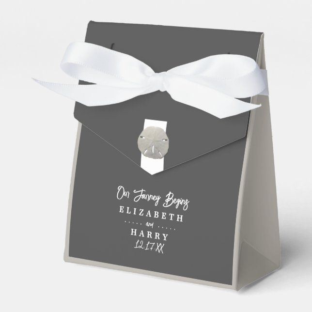 Lone Sand Dollar - Charcoal Gray - Beach Wedding Geschenkschachtel (Vorderseite)