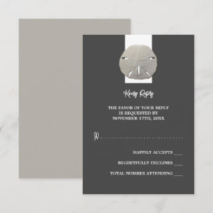 Lone Sand Dollar - Holzkohle Grau - Hochzeit RSVP Karte