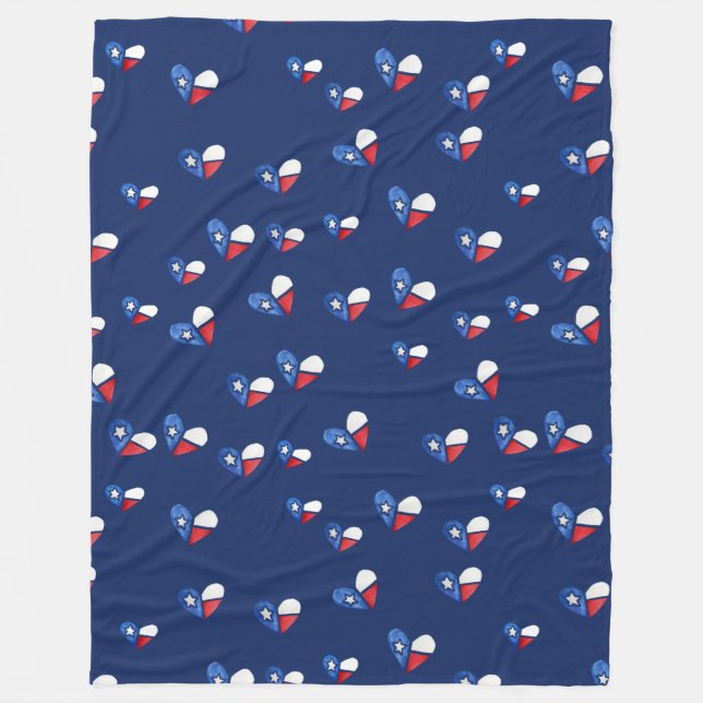 Lone Star Staat Texas Flag Herz Fleecedecke (Vorderseite)