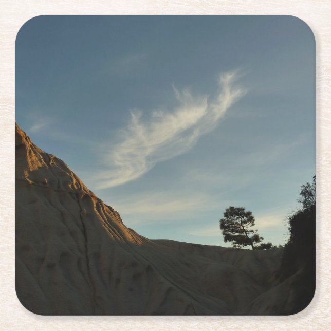 Lone Torrey Pine California Sunset Landschaft Rechteckiger Pappuntersetzer (Vorderseite)