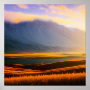 Lone Tree by Mountain Poster