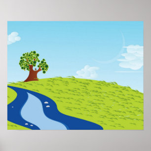 Lone Tree Illustration Poster