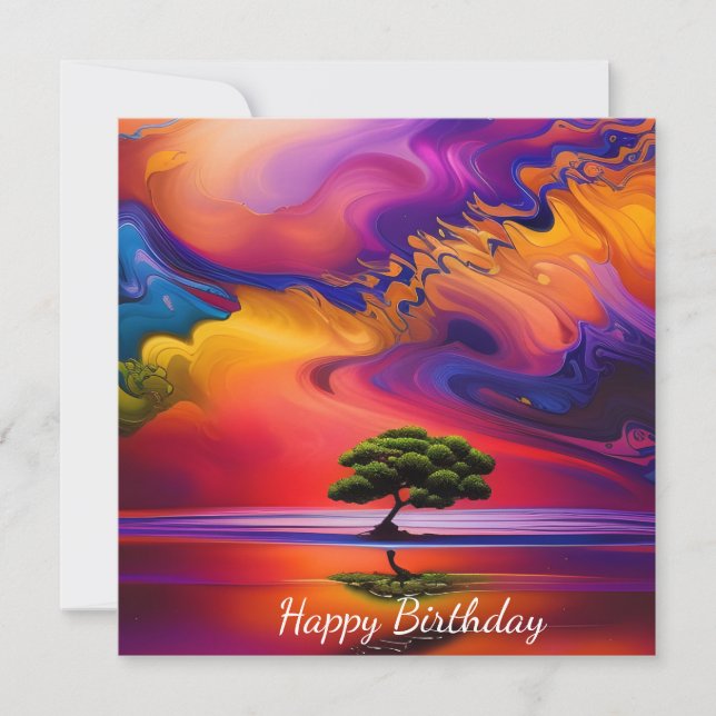 Lone Tree in Water bunter Himmel (Vorderseite)