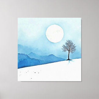 Lone Tree: Serene Full Moon Silence Art Leinwanddruck