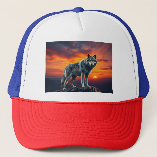 Lone Wolf at Sunset Truckerkappe (Vorderseite)
