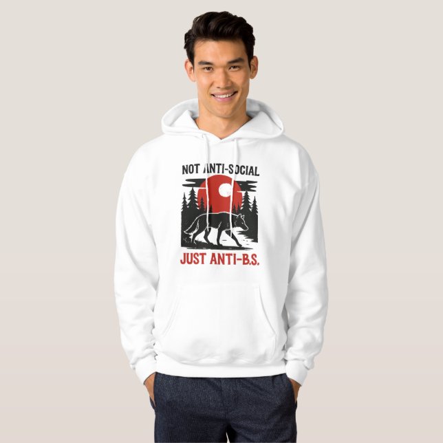 Lone Wolf Code – Nicht asozial, sondern gegen Schw Hoodie (Vorne ganz)
