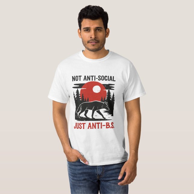 Lone Wolf Code – Nicht asozial, sondern gegen Schw T-Shirt (Vorne ganz)