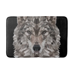 Lone Wolf Geometric Portrait Badematte