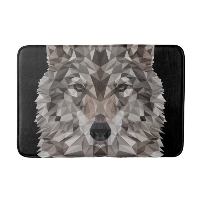 Lone Wolf Geometric Portrait Badematte (Vorderseite)