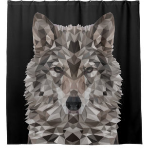 Lone Wolf Geometric Portrait Duschvorhang
