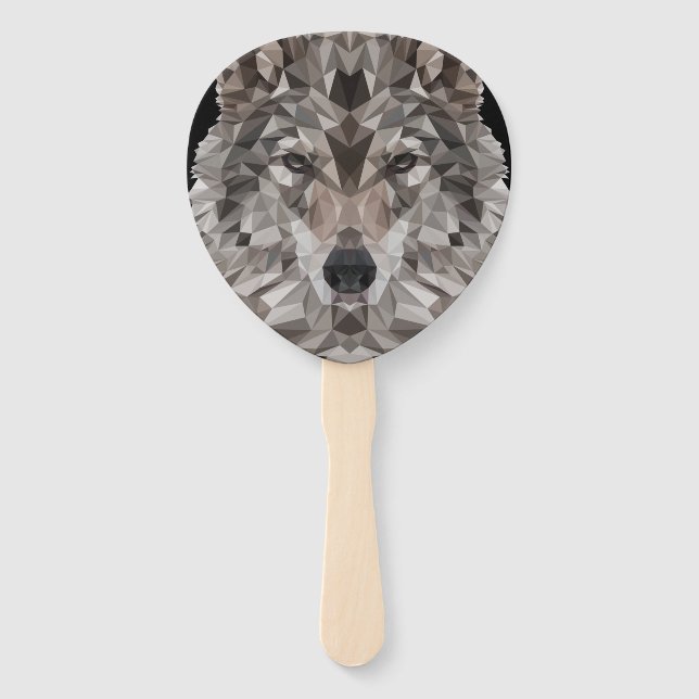 Lone Wolf Geometric Portrait Fächer (Vorderseite)