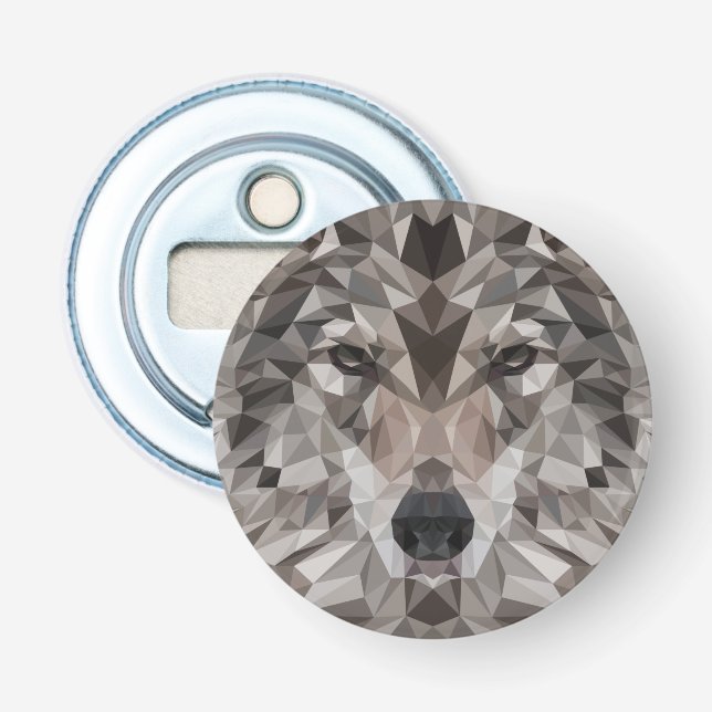 Lone Wolf Geometric Portrait Flaschenöffner (Vorderseite)