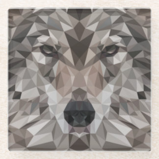 Lone Wolf Geometric Portrait Glasuntersetzer