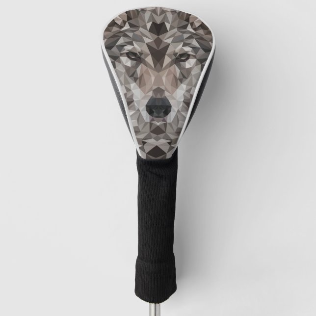 Lone Wolf Geometric Portrait Golf Headcover (Vorderseite)