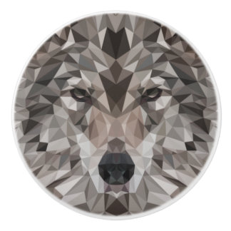 Lone Wolf Geometric Portrait Keramikknauf