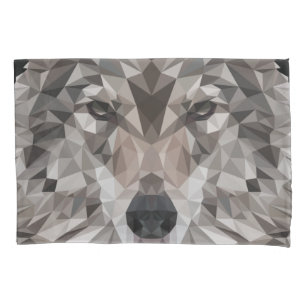 Lone Wolf Geometric Portrait Kissenbezug
