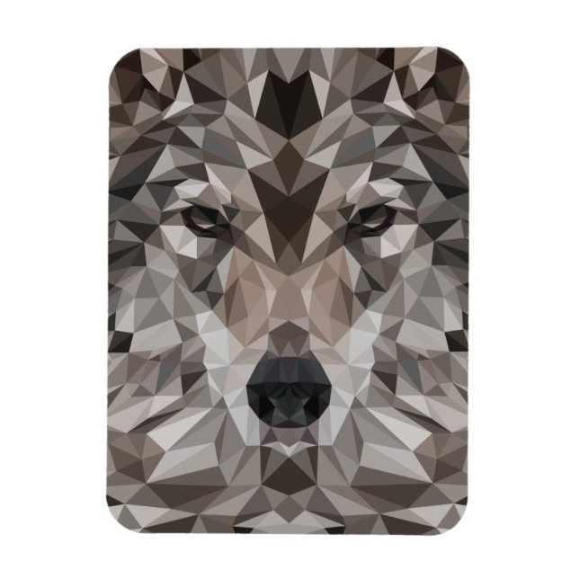 Lone Wolf Geometric Portrait Magnet (Vertikal)