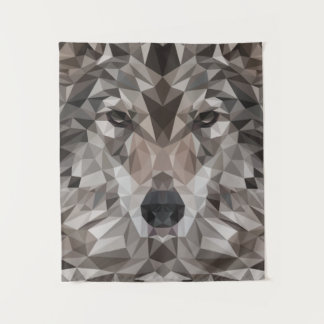 Lone Wolf Geometric Portrait Wandteppich