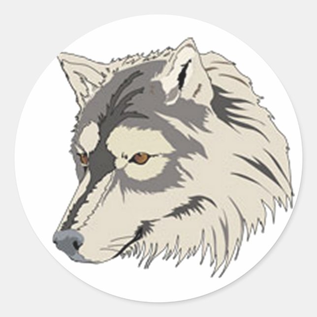 Lone Wolf Head Runder Aufkleber (Vorderseite)