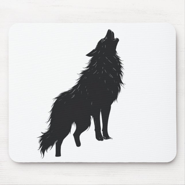 🐺 Lone Wolf Howling Design Maus Pads Mousepad (Vorne)