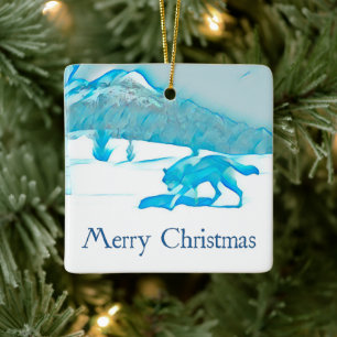 Lone Wolf im Westen - Weihnachten Keramikornament