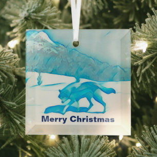 Lone Wolf im Winter Ornament Aus Glas