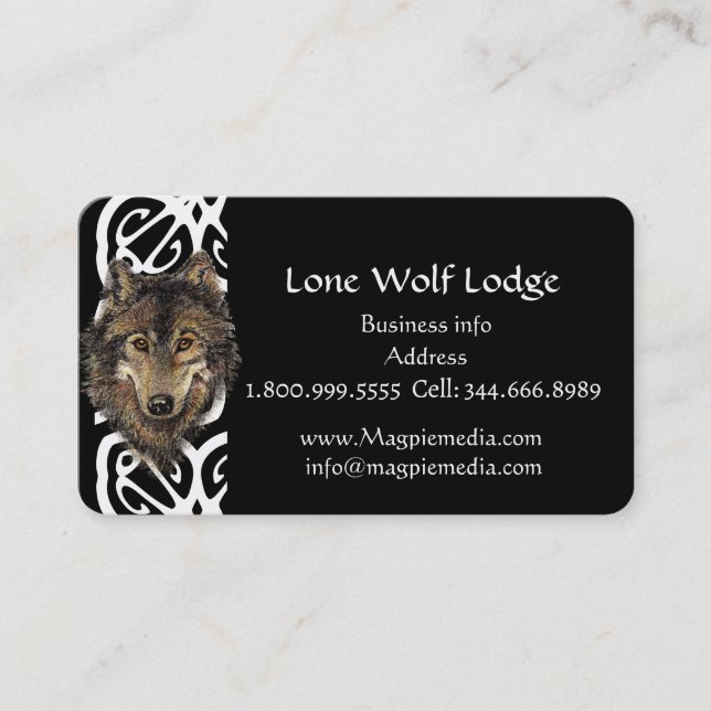 Lone Wolf Lodge Custom Business Card Visitenkarte (Vorderseite)