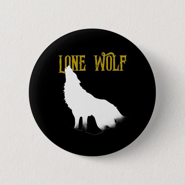 Lone Wolf Male Sigma Modern Minimalistisch Button (Vorderseite)