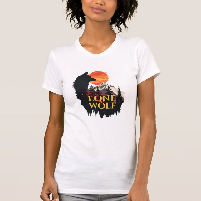 Lone Wolf oder Ihre Botschaft, Silhouette Wolf Art T-Shirt (Vorderseite)