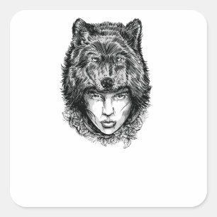 Lone Wolf Quadratischer Aufkleber