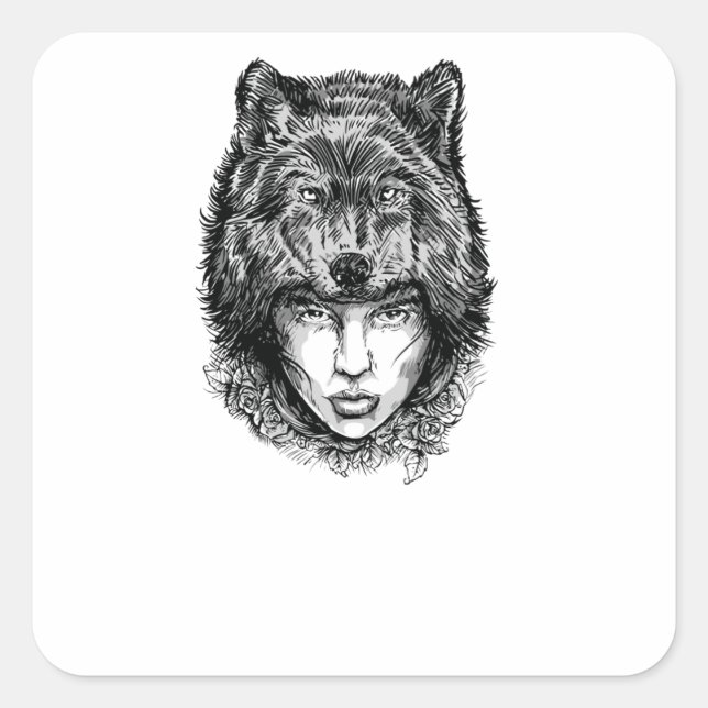 Lone Wolf Quadratischer Aufkleber (Vorderseite)