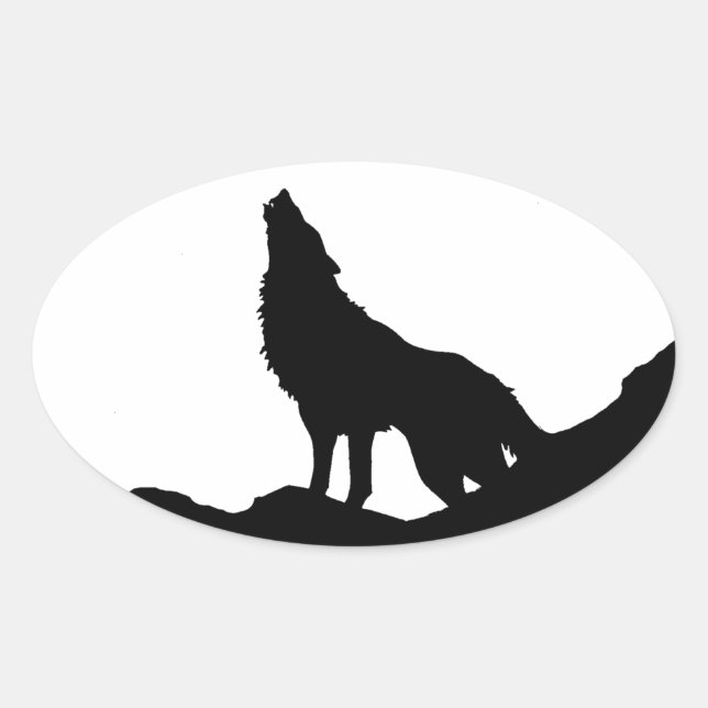 Lone Wolf Stehend auf einem Hügel Ovaler Aufkleber (Vorderseite)
