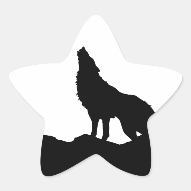 Lone Wolf Stehend auf einem Hügel Stern-Aufkleber (Vorderseite)