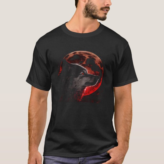 Lone Wolf Werewolf Blood Full Moon Graphic T-Shirt (Vorderseite)