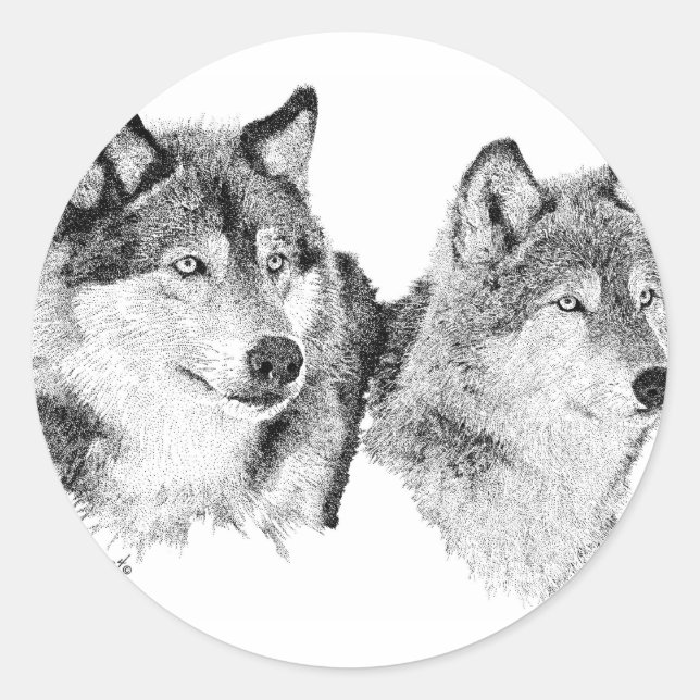 Lone Wolves Runder Aufkleber (Vorderseite)