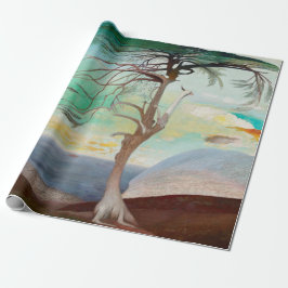 Lonely Cedar Tree Landscape Painting Geschenkpapier