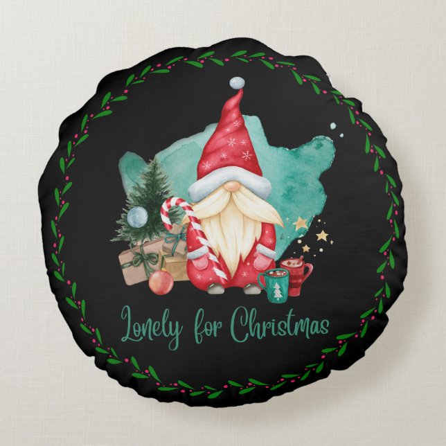 Lonely For Christmas Nome Ornament Rundes Kissen (Rückseite)