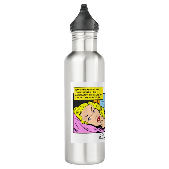 Lonely Hearts Retro Romance Comic Edelstahlflasche (Rechts)