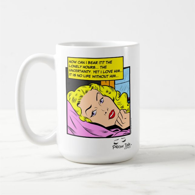 Lonely Hearts Retro Romance Comic Kaffeetasse (Links)